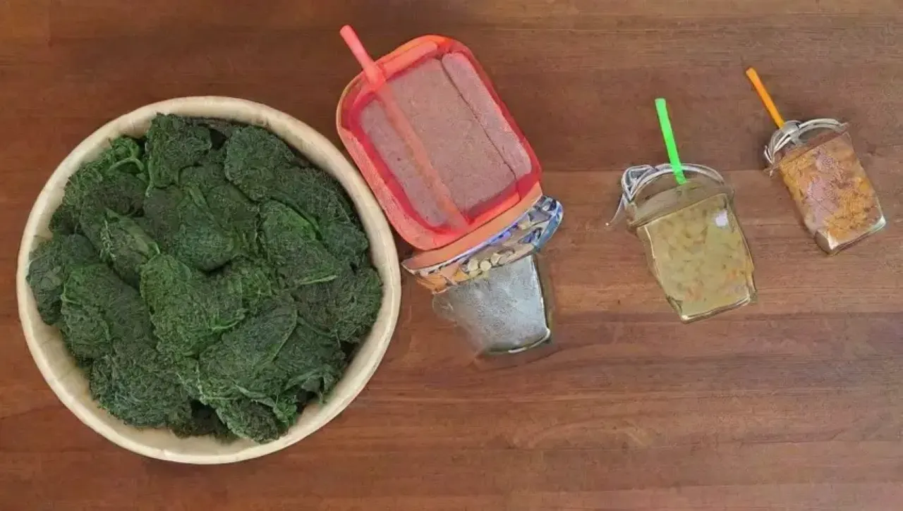 Una colorida y saludable mezcla de ingredientes frescos para smoothies