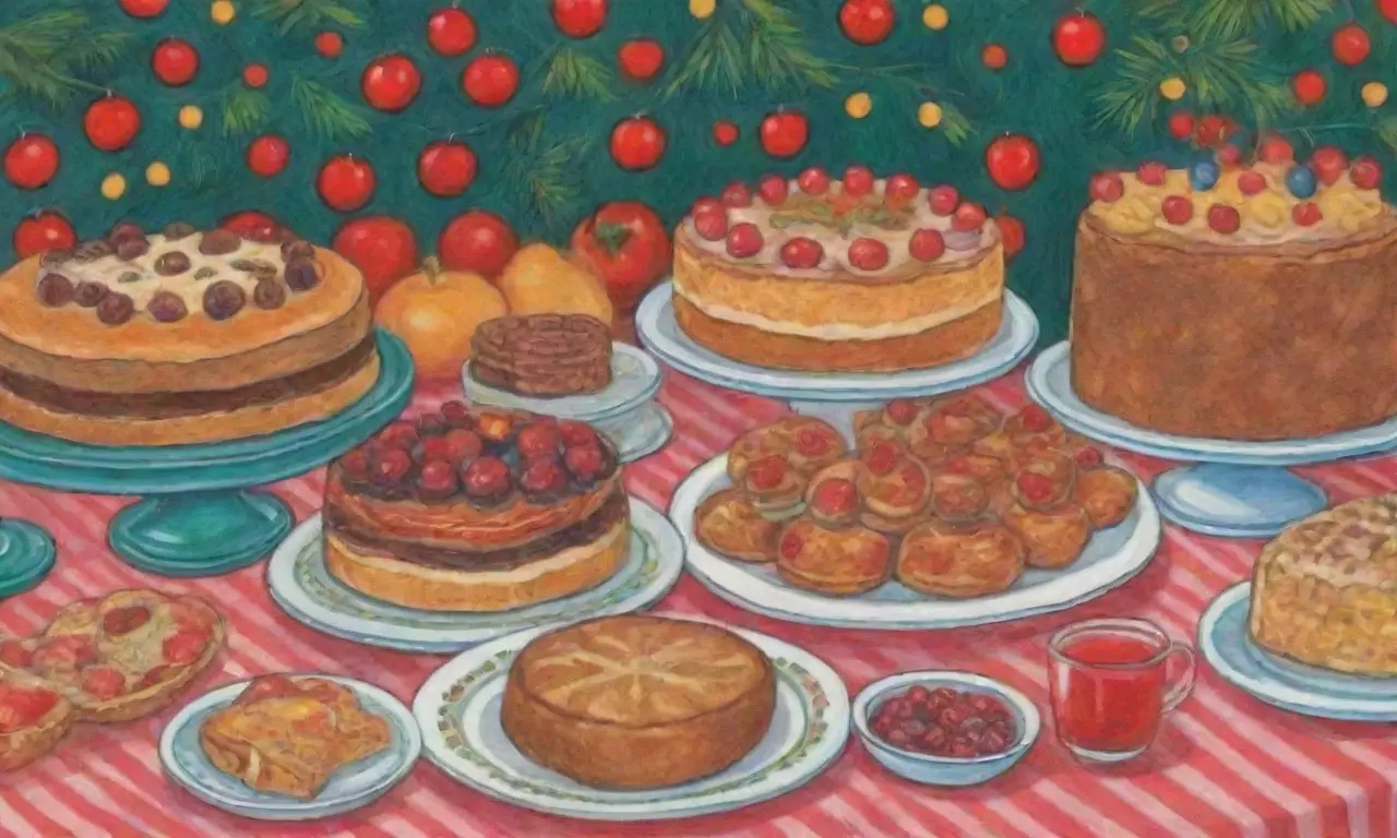 Postres tradicionales portugueses en mesas navideñas festivas y alegres