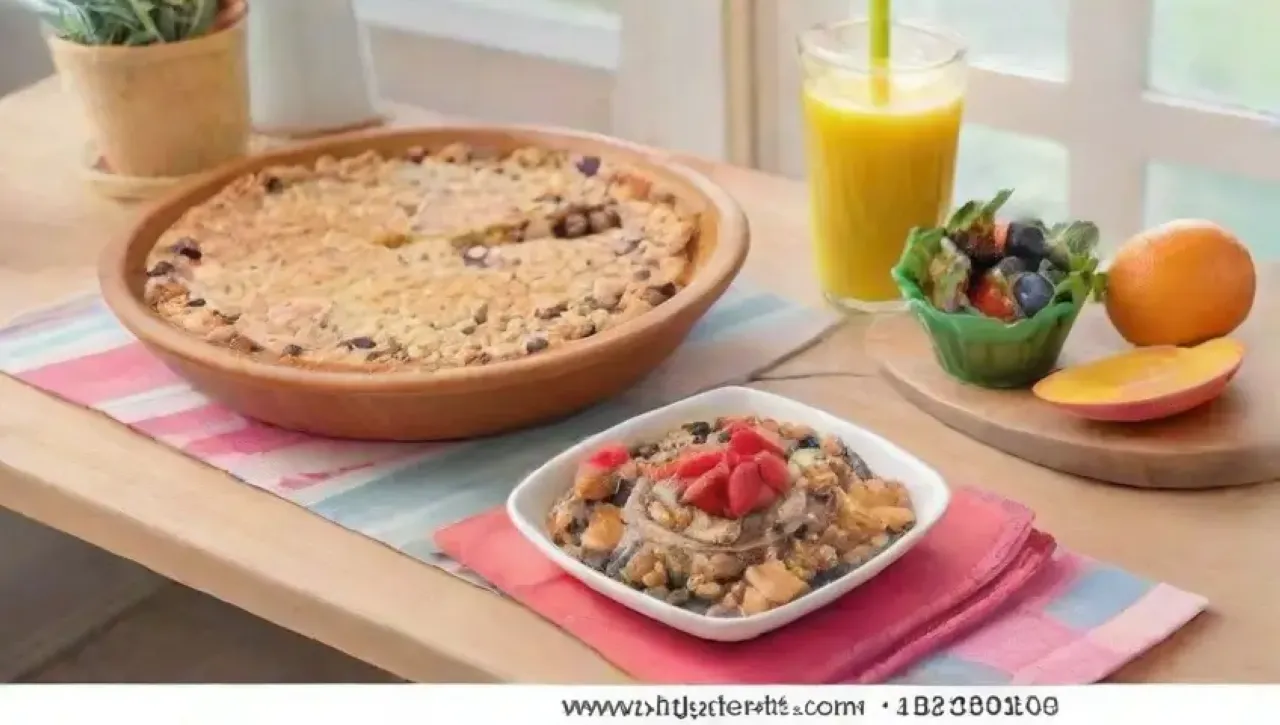 Una cocina alegre y colorida llena de alimentos saludables y momentos familiares