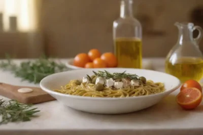 Colores vibrantes y sabores mediterráneos en una mesa de cocina acogedora