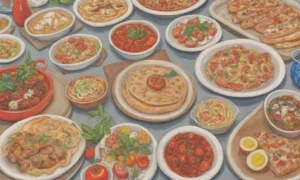 Gráficos bellos y recetas griegas con sabores mediterráneos