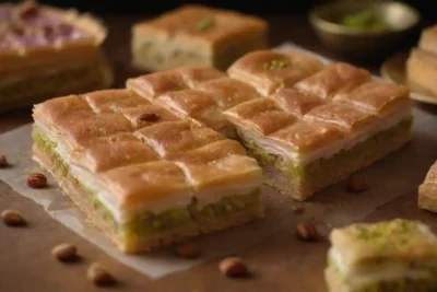Dulces coloridos y tradicionales: baklava