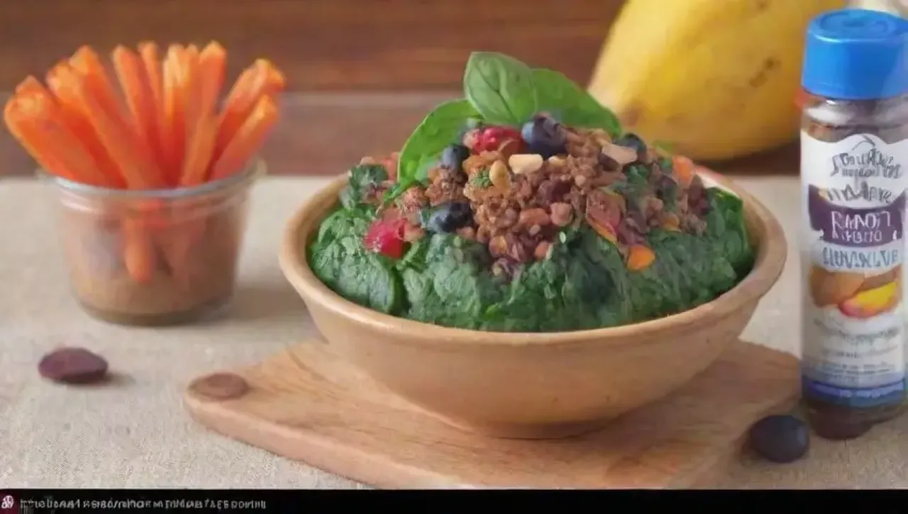 Una colorida y saludable disposición de alimentos y utensilios para un estilo de vida activo