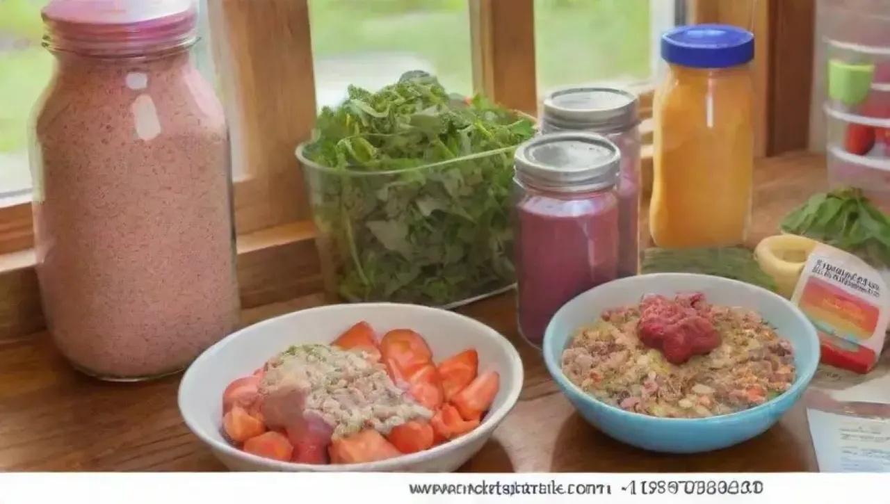 Una cocina acogedora llena de colores vibrantes y elementos saludables