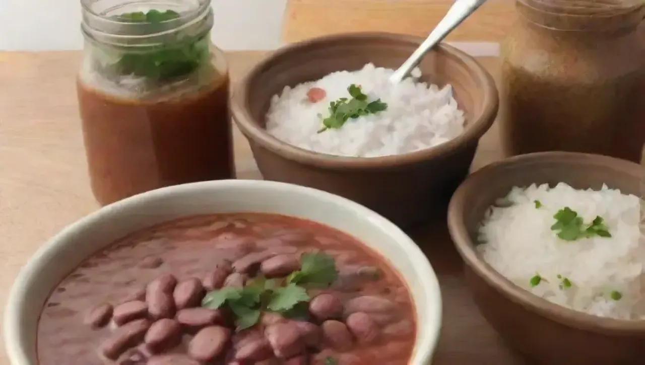 Una cocina rústica con ingredientes frescos y un ambiente acogedor lista para servir una comida deliciosa