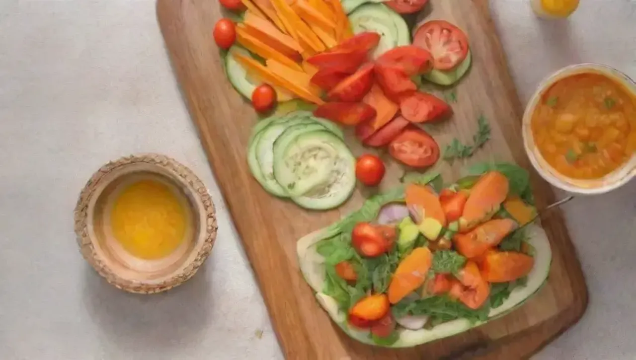 Una colorida y saludable mezcla de vegetales frescos y granos en un ambiente acogedor