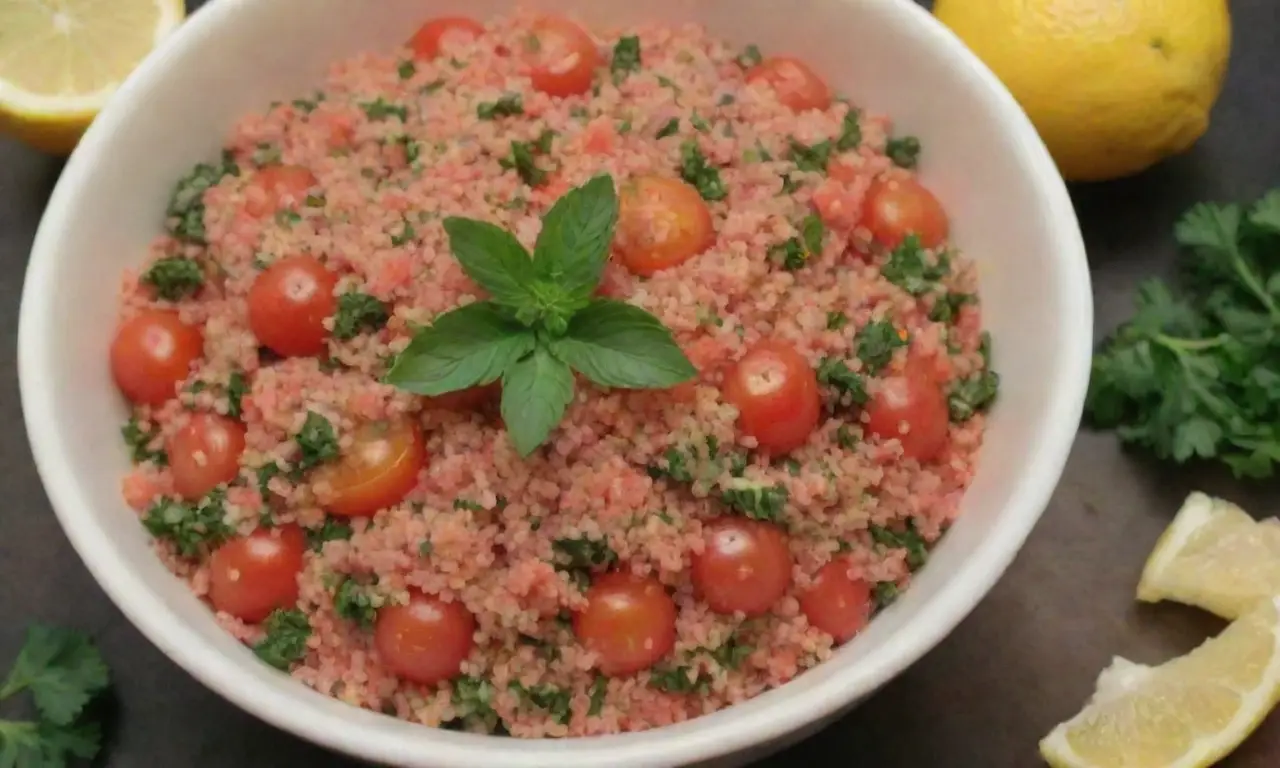 Guía rápida para preparar tabulé armenio con perejil, tomate, bulgur, limón, aceite de oliva y sal