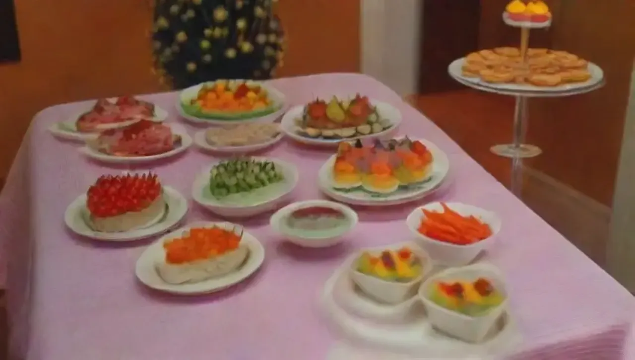 Una celebración vibrante y elegante con deliciosa comida y un ambiente acogedor