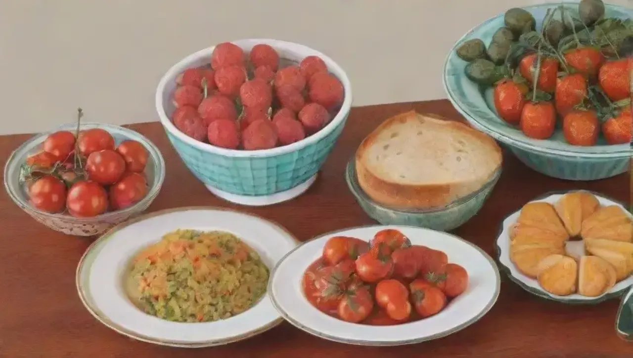 Una mesa festiva decorada con colores vibrantes, deliciosa comida y un ambiente acogedor