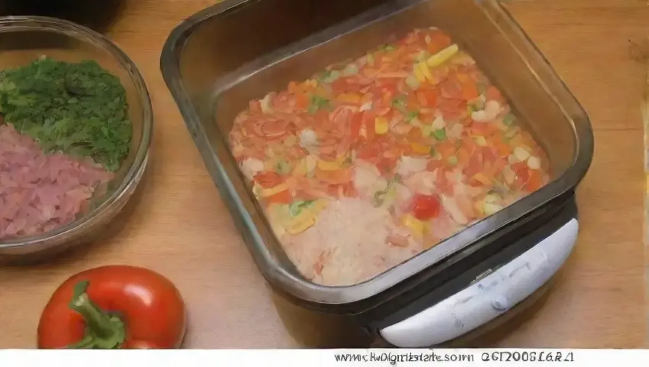 Una cocina acogedora con una olla de cocción lenta y una familia esperando disfrutar de una deliciosa comida