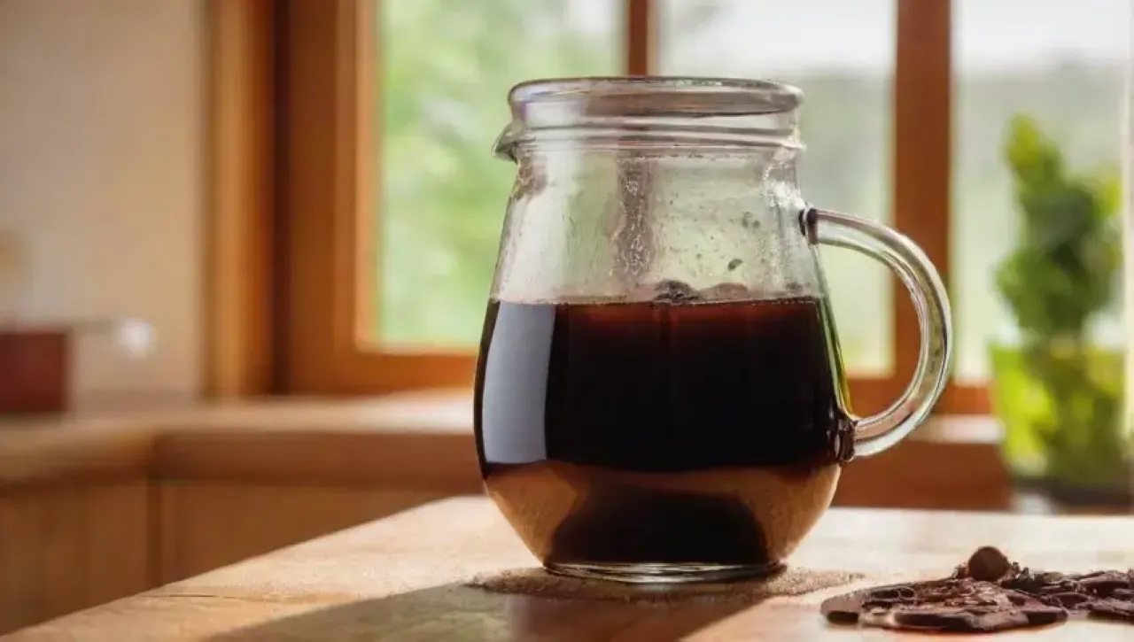 Café oscuro recién preparado en un ambiente acogedor