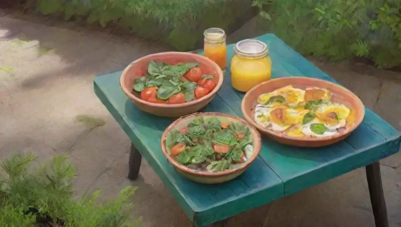 Un brunch perfecto al aire libre con colores vibrantes y aromas frescos