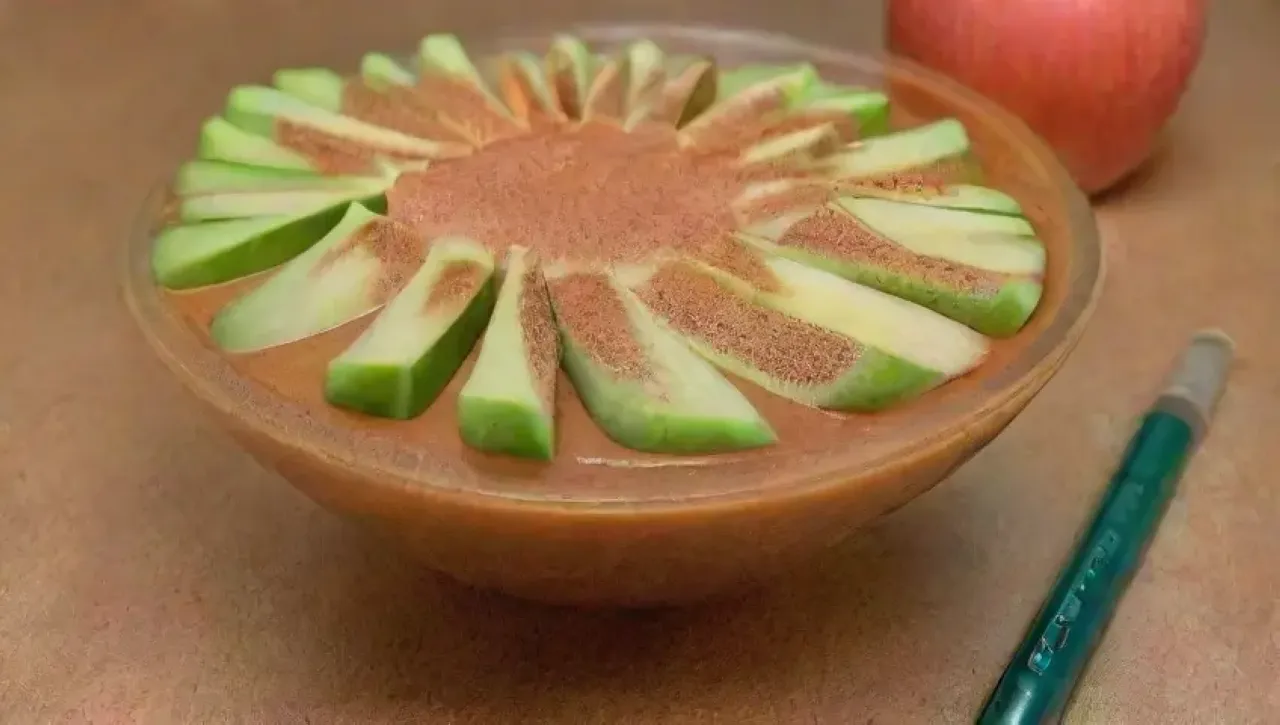 Un smoothie de manzana y canela en un ambiente acogedor de cocina otoñal