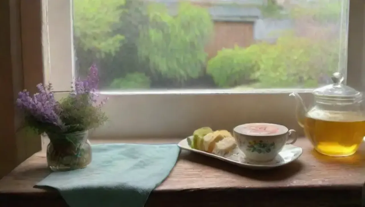 Un ambiente acogedor y sereno con colores suaves, tazas delicadas y aromas relajantes