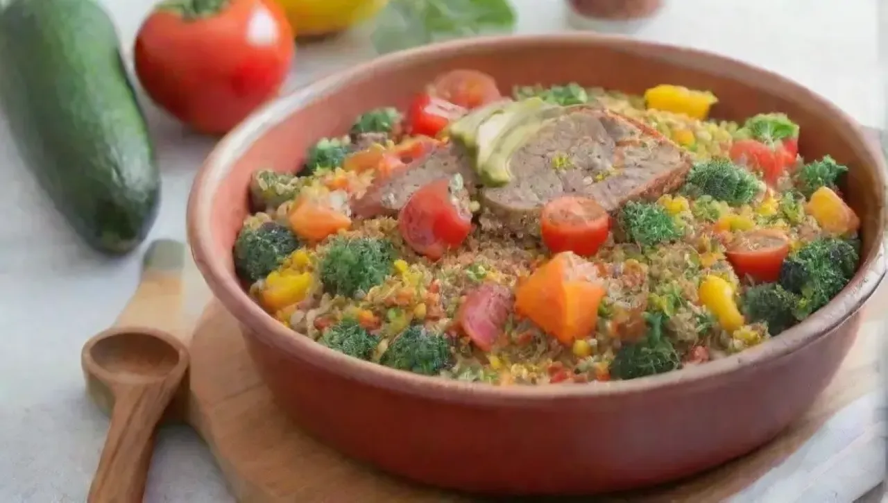 Una cocina luminosa y acogedora llena de ingredientes frescos y coloridos