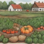 Paisaje lituano con verduras locales