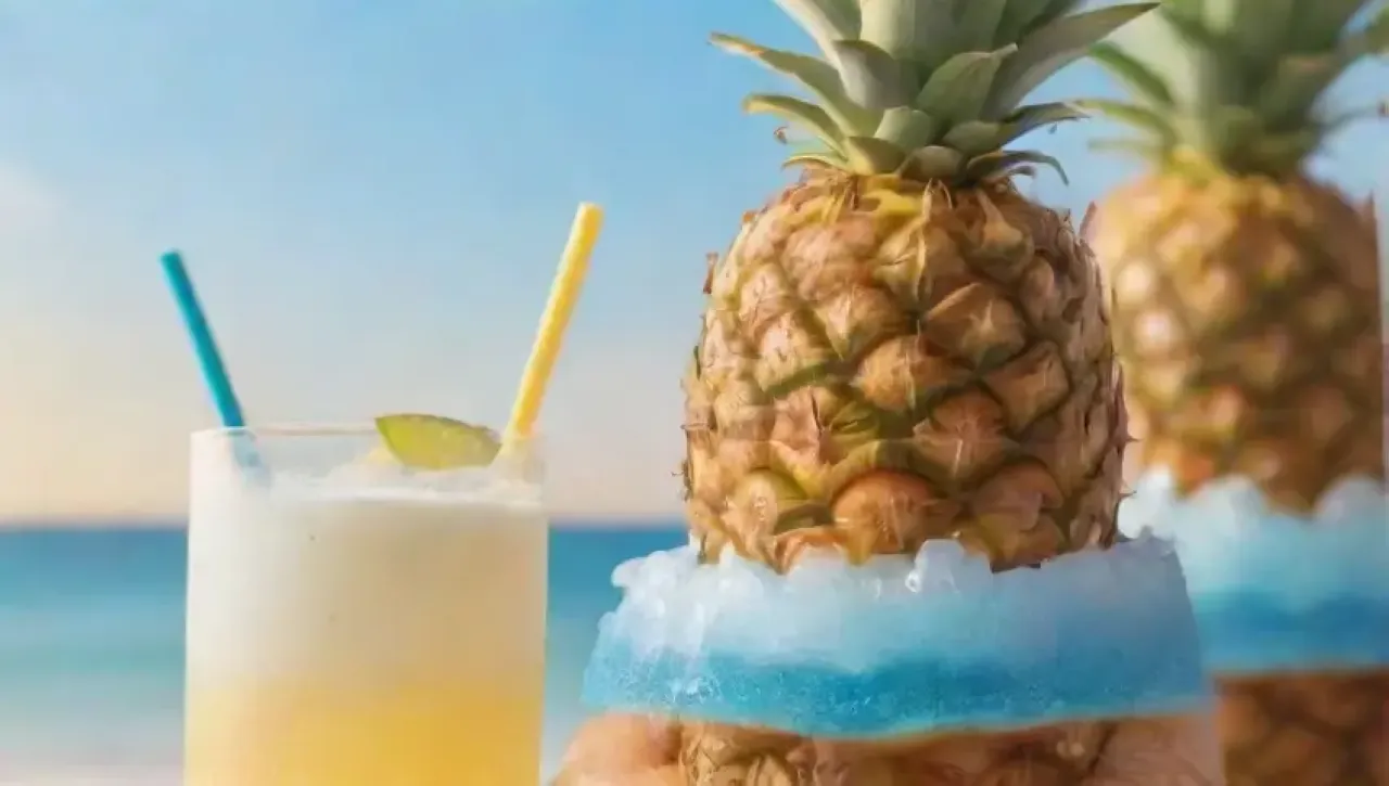 Un cóctel tropical vibrante en un paraíso playero