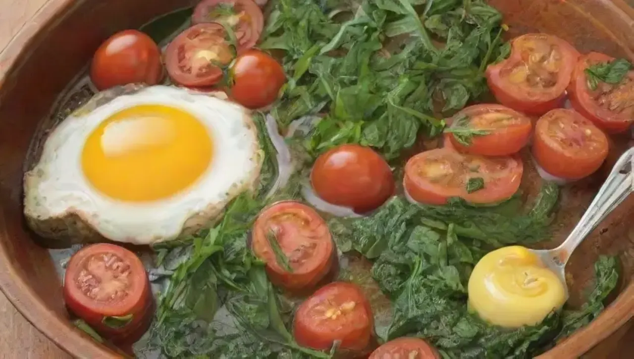 Cocina luminosa con ingredientes frescos y coloridos para una deliciosa y acogedora tortilla