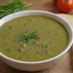 Sopa verde checa con ingredientes frescos y colores vibrantes