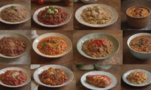 Un vibrante collage de platos rusos tradicionales y sus símbolos culturales