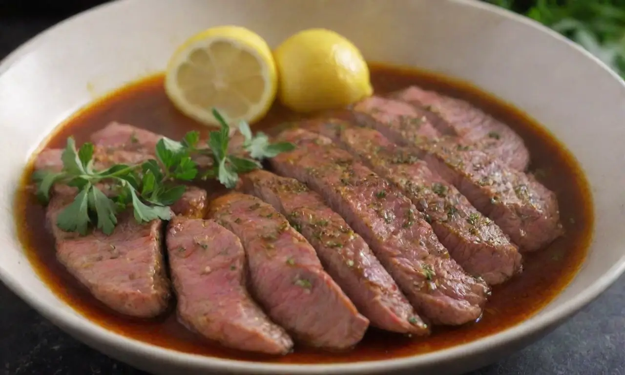 Prepárate un adobo de hierbas frescas, ajo, aceite de oliva, jugo de limón y especias para carne al grill con sabor a Siria