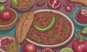 Platillo mexicano festivo con chiles coloridos