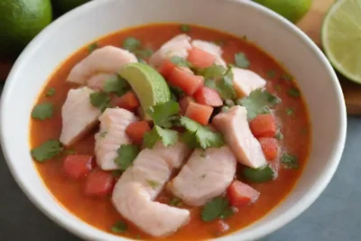 Ceviche peruano con ingredientes frescos
