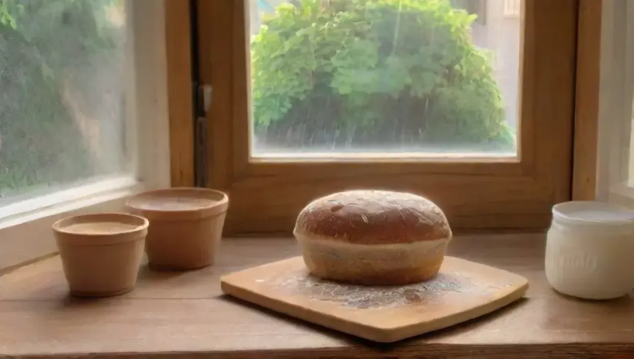Una cocina rústica llena de aromas y la anticipación de un pan recién horneado