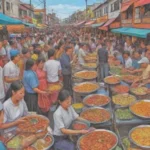 Cocina festiva con sabores únicos en mercados vibrantes y entretenimiento cultural