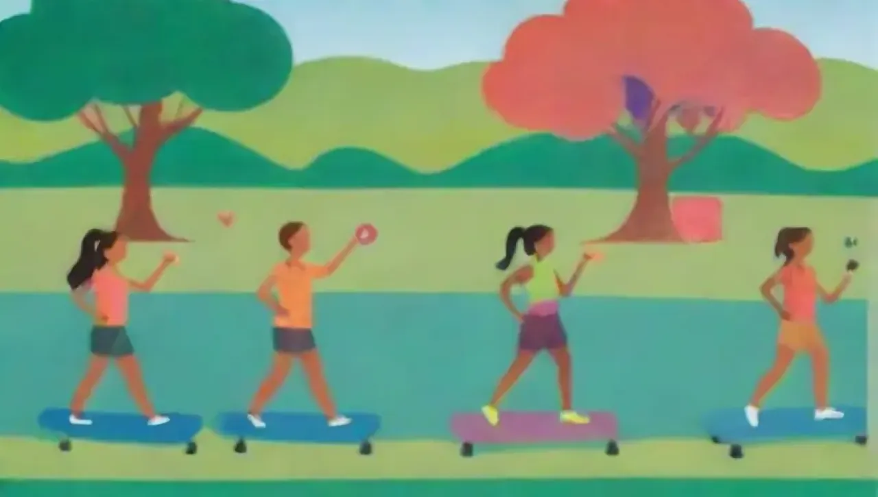 Escenas vibrantes de personas ejercitándose en diversas actividades saludables