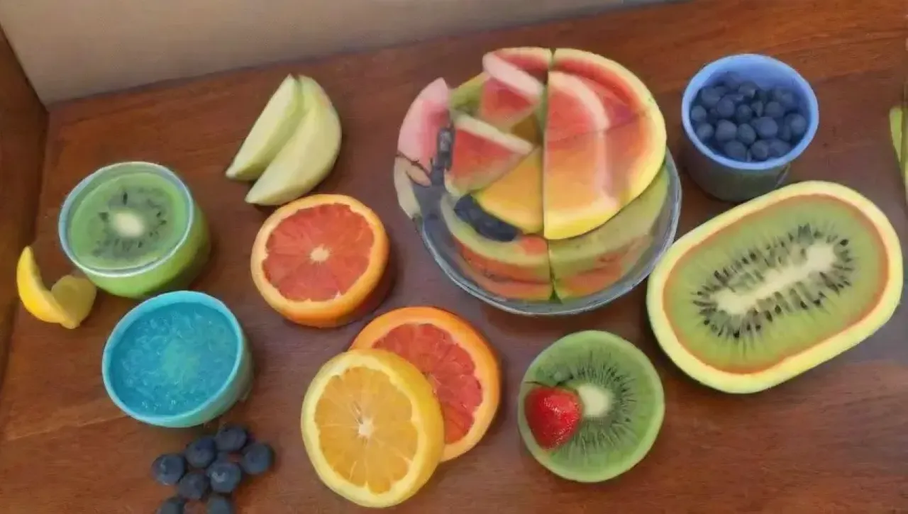 Frutas vibrantes y refrescantes en un ambiente alegre y saludable