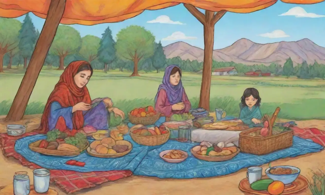 Picnic afgano con colores vibrantes
