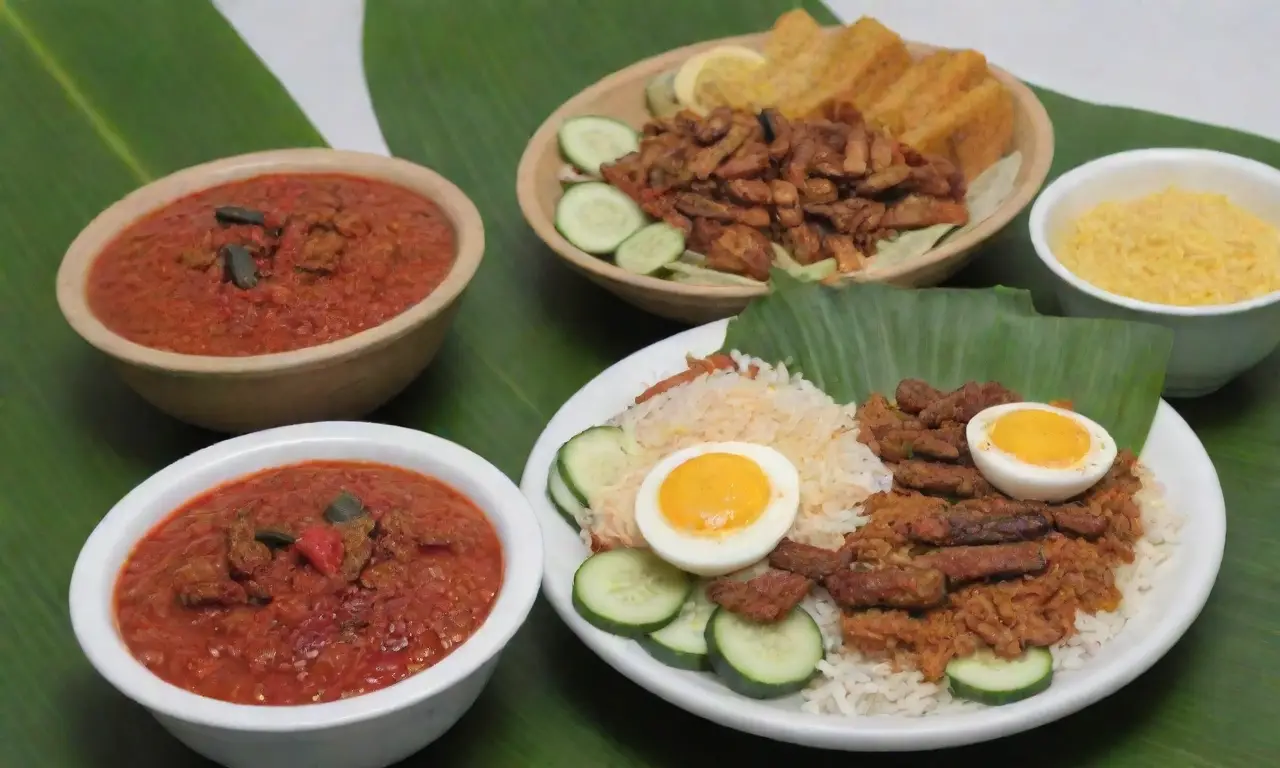 Bandeja malasia con arroz aromático