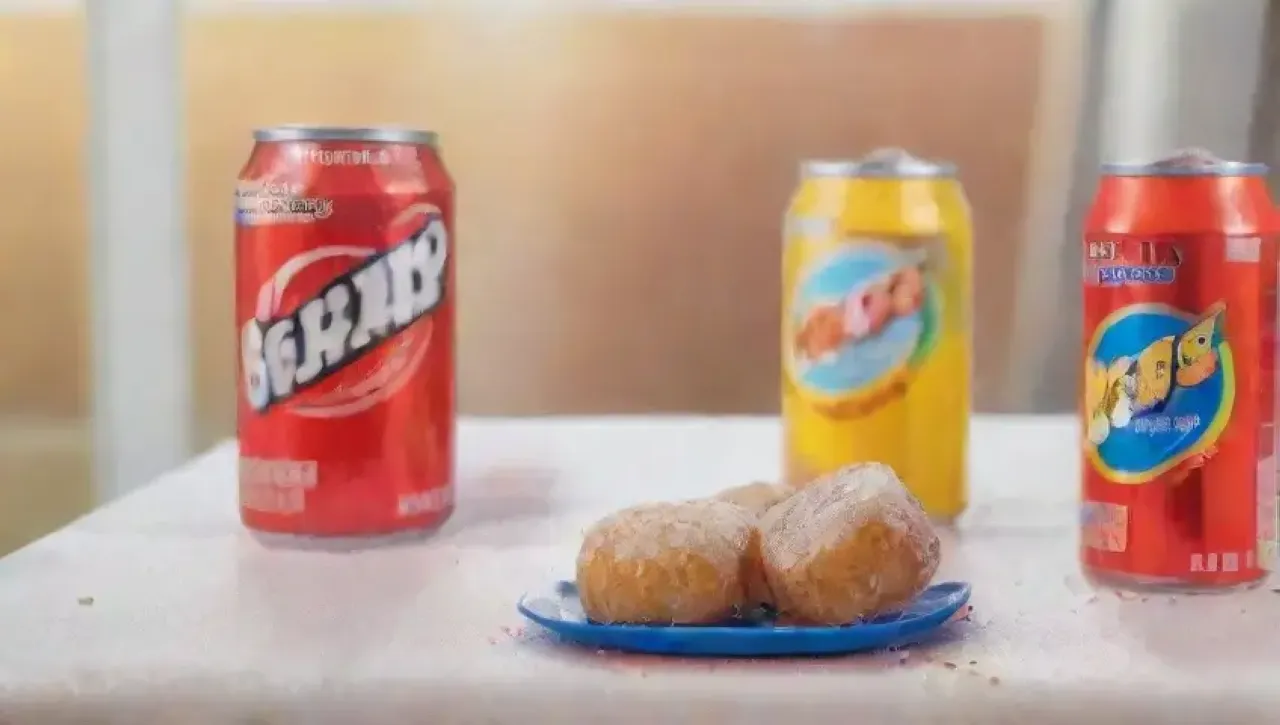 Una escena vibrante de refrescos y preocupaciones de salud