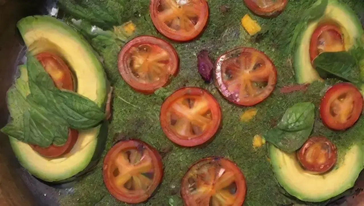 Ensalada colorida y fresca en un ambiente acogedor