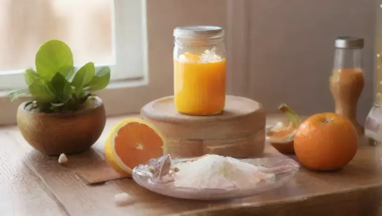 Una escena vibrante de energía y vitalidad con azúcar, frutas, laboratorio y actividad física