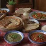 Mesa vibrante con platos moldavos