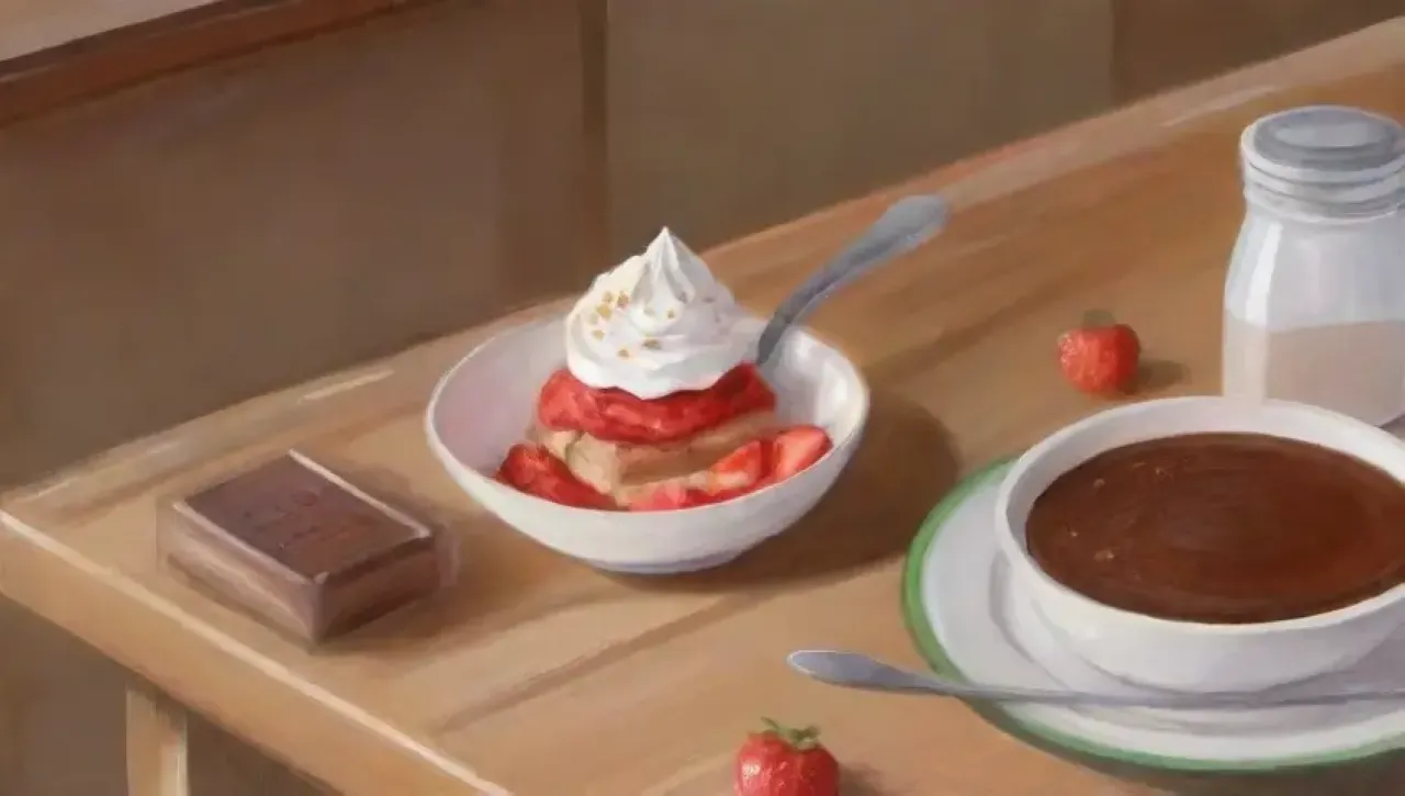 Una cocina vibrante y luminosa, lista para preparar un delicioso postre de chocolate