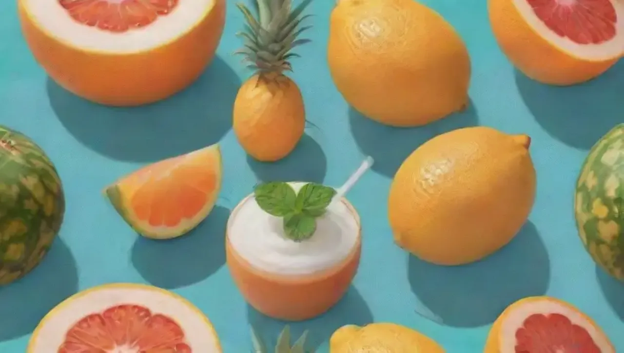 Frutas vibrantes y refrescantes en un ambiente soleado y alegre