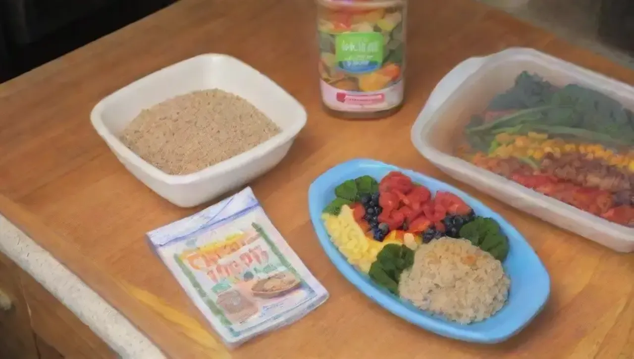Una cocina vibrante y acogedora llena de alimentos coloridos, risas familiares y un ambiente saludable