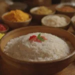Importancia cultural con platos de arroz vibrantes