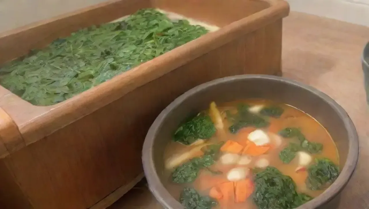 Un hogar acogedor con sopa humeante, verduras frescas y risas familiares