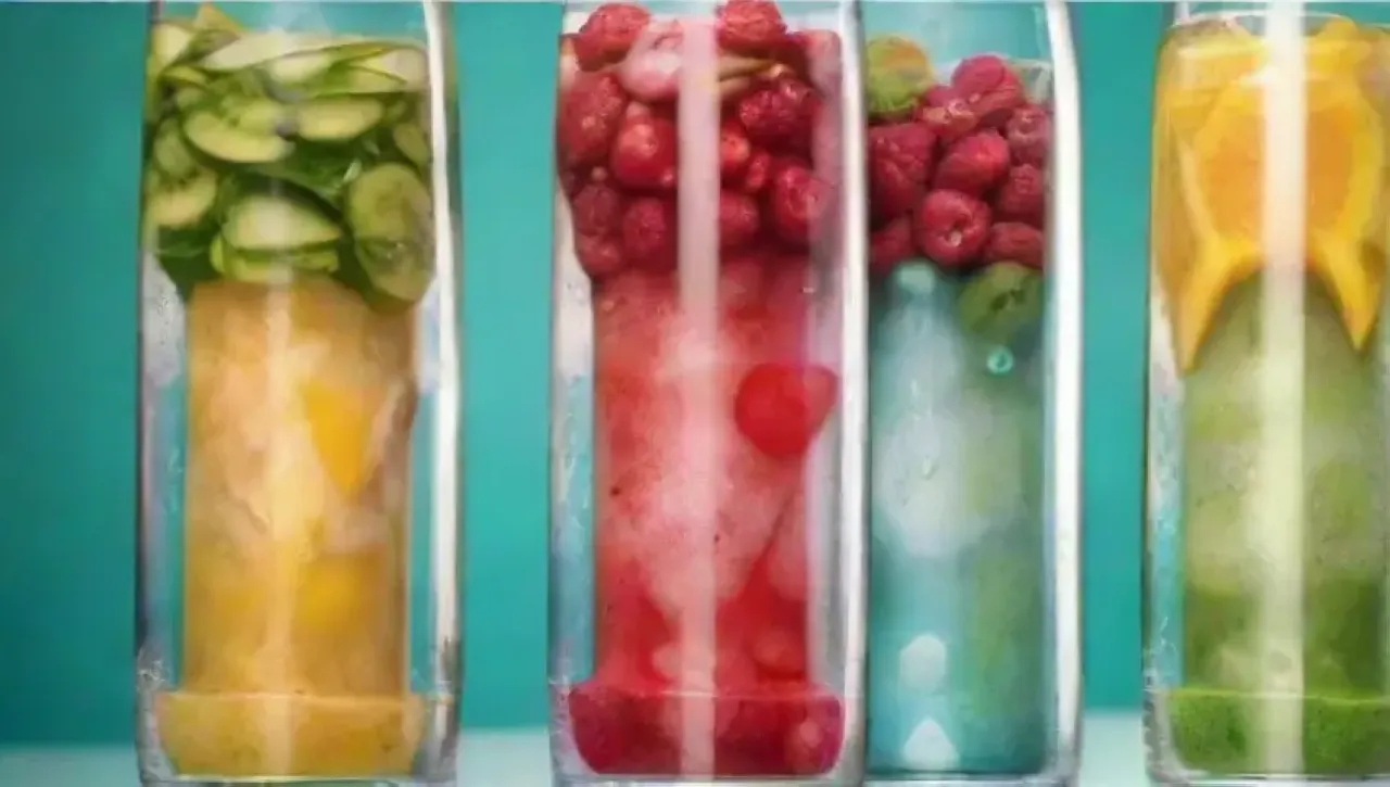 Colores vibrantes y frescos adornan un ambiente lleno de frutas, hierbas y bebidas refrescantes