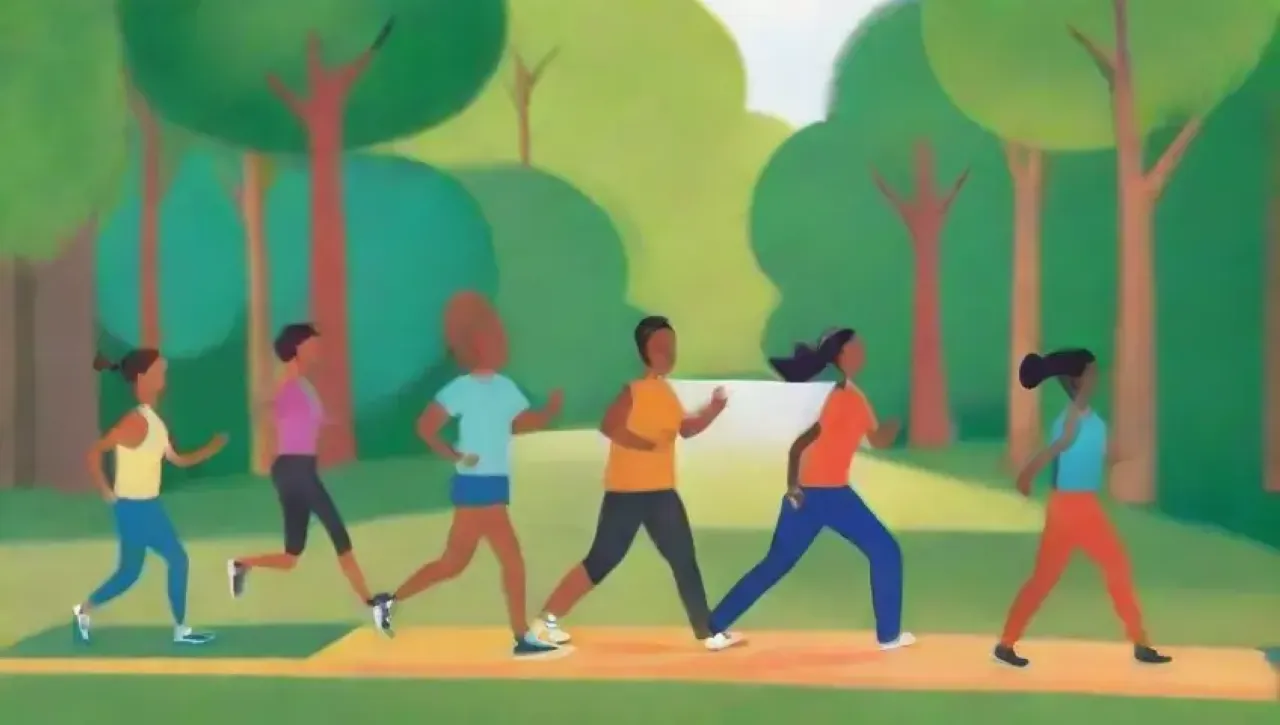 Una celebración vibrante de la salud y el ejercicio en armonía con la naturaleza