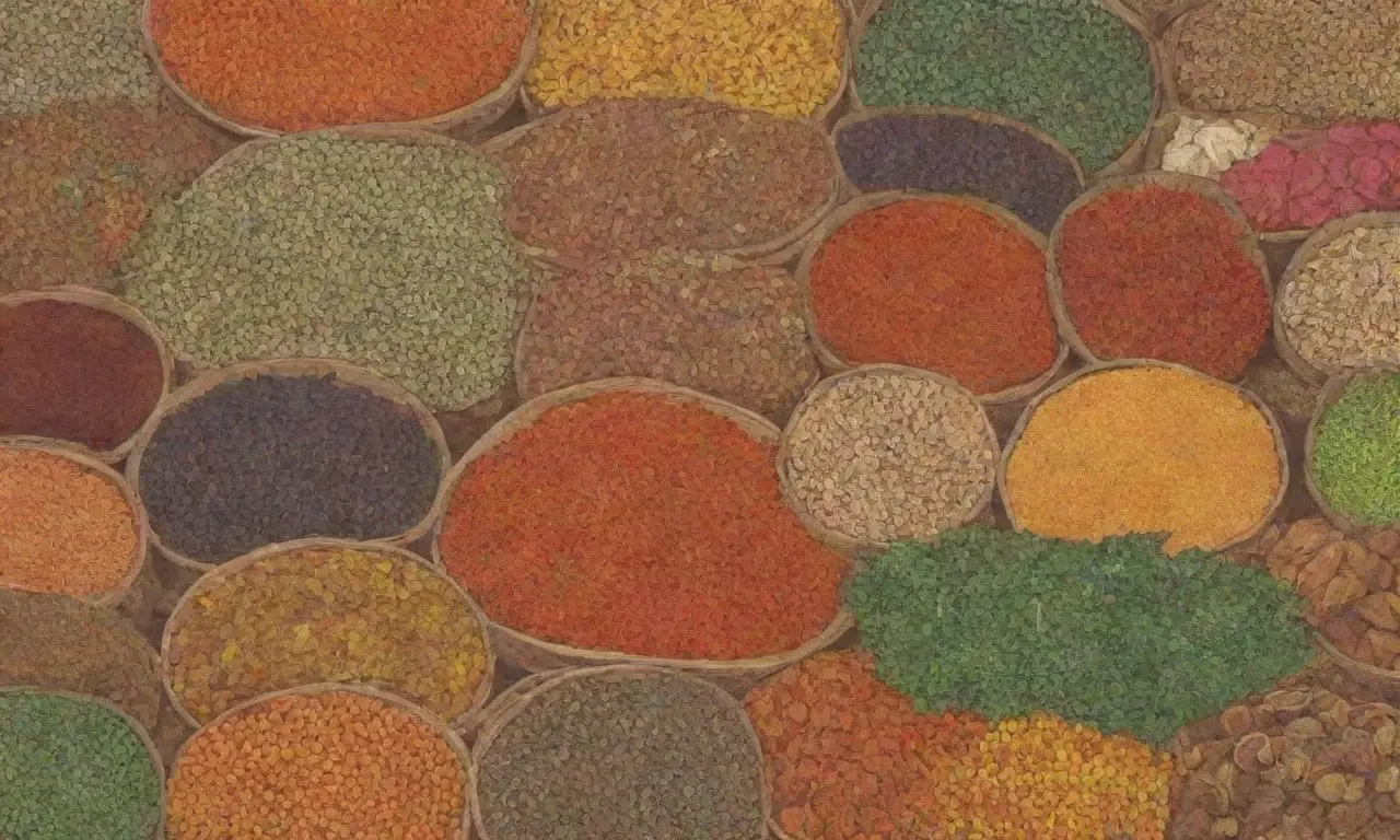 Lentejas coloridas y especias sabrosas en una deliciosa presentación cultural
