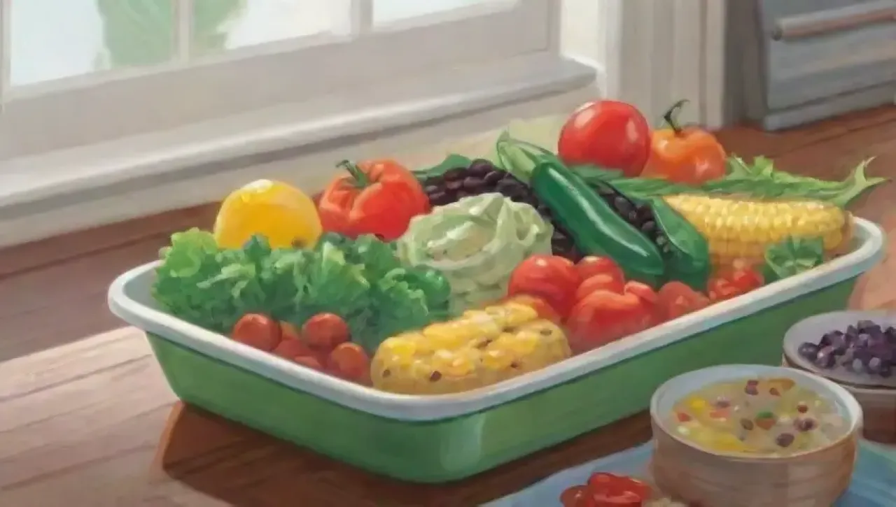 Una colorida ensalada fresca en un ambiente acogedor de cocina