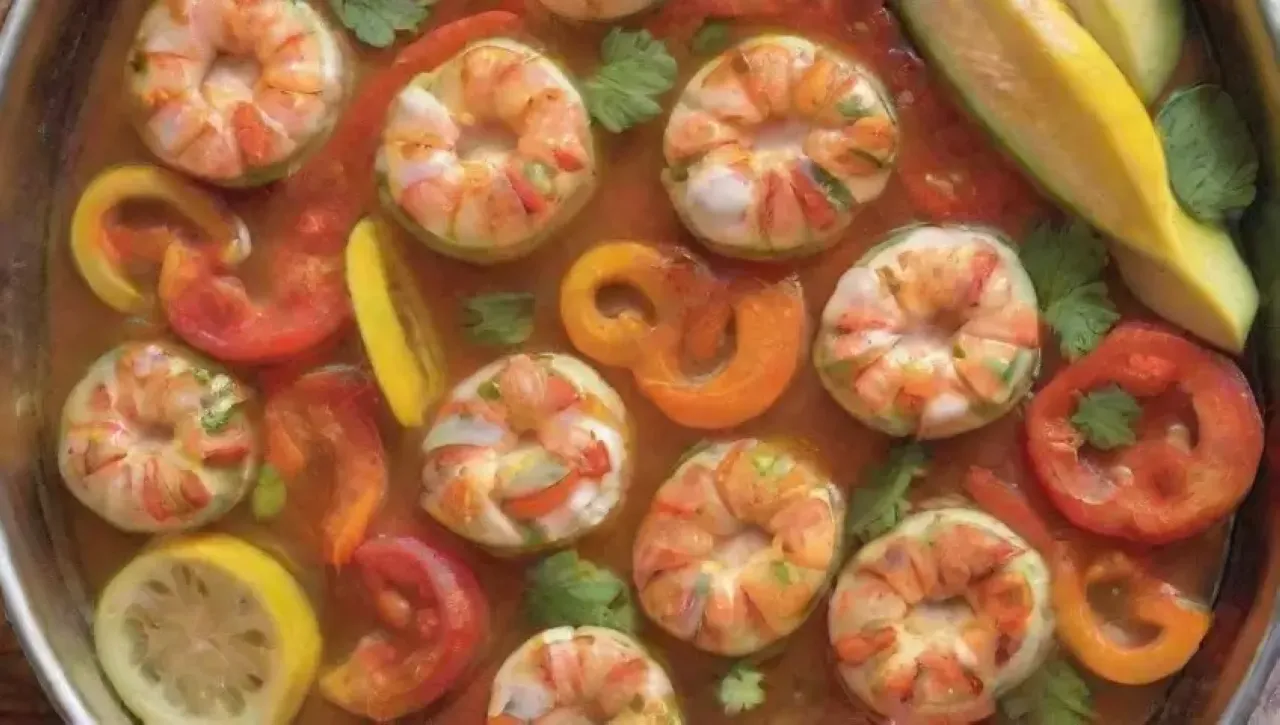 Un festín colorido y delicioso de verduras, mariscos y arroz, listo para servir