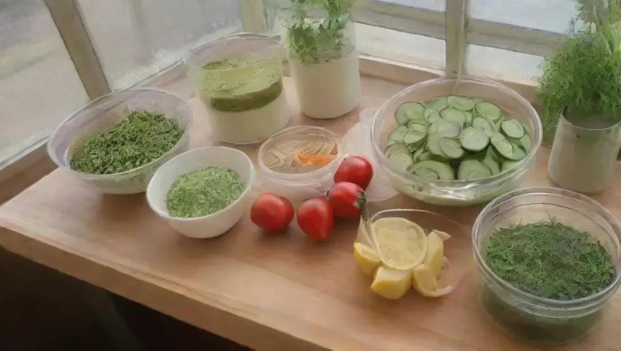 Una cocina vibrante llena de ingredientes frescos y coloridos, lista para un festín visual