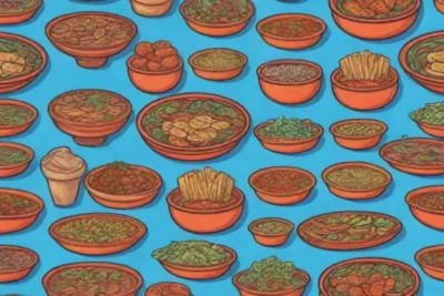 Platos coloridos y utensilios tradicionales reflejan una rica herencia culinaria
