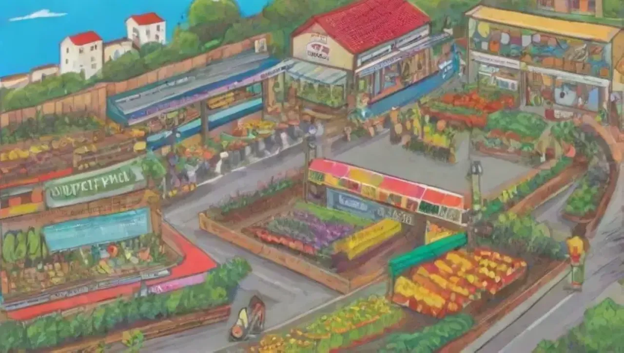 Un vibrante entorno comunitario celebra la comida vegana y la sostenibilidad